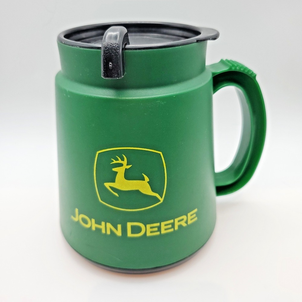 Vintage John Deere Green Shuttle Mug 20 Oz. U.S.A.‎ Insulated Coffee Cup w/ Lid